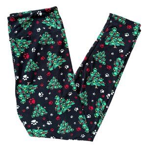 Paw Print Holiday Tree Leggings (LuLaRoe Adult OS)